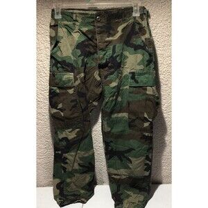 Vintage Hot Weather Trousers Mens Small Regular Woodland Camo Military USA